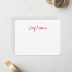 Pink Playful Script Personalised Flat Card