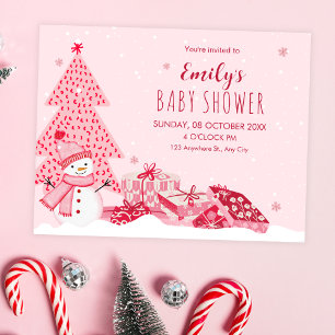 Pink playful winter baby shower invitation