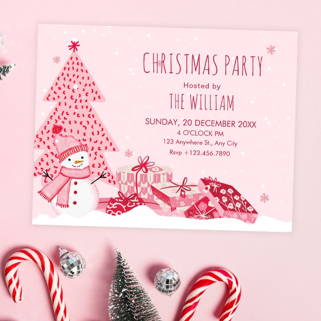 Pink playful winter christmas  invitation (Creator Uploaded)