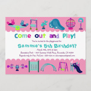 PINK - PLAYGROUND  - Birthday Party Invitations