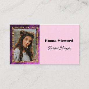 Pink Pleat & Gold Chain with Personalised Photo Business Card