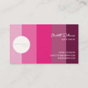 PINK PLUM COLOR MODERN STRIPES ROUND COMPANY LOGO BUSINESS CARD