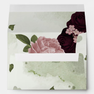 pink & plum flowers green envelope