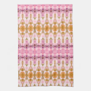 Pink Plum Olive And Gold Patterned Kitchen Towel