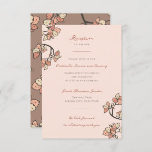 Pink Plum/Peach Blossoms Elegant Engagement Party Enclosure Card