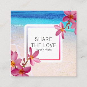Pink Plumeria Beach Referral Client Card
