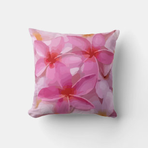 Pink Plumeria Flower Pattern Cushion