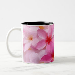 Pink Plumeria Flower Pattern Two-Tone Coffee Mug