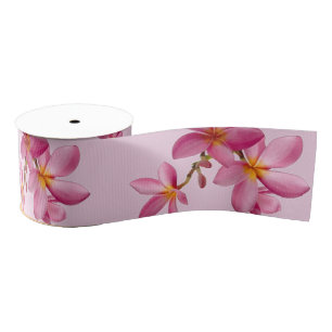 Pink Plumeria Flowers on Any Colour Grosgrain Ribbon