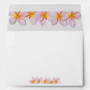 Pink Plumeria Frangipani 5x7 Wedding Invitation Envelope