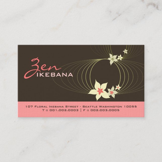 Pink Plumeria Frangipani Flower Chic Ikebana Zen Business Card (Front)