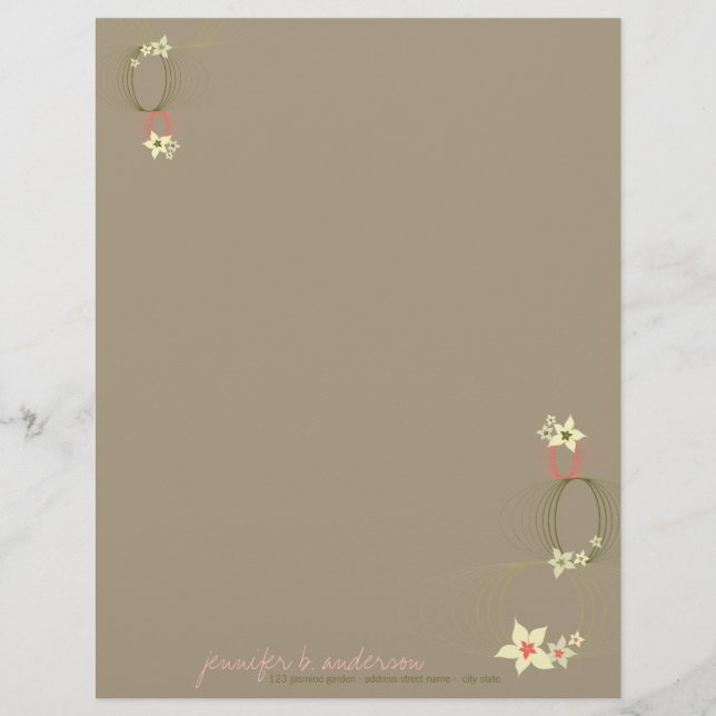 Pink Plumeria Frangipani Flowers Chic Ikebana Zen Customised Letterhead (Front)