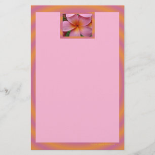 Pink Plumeria Frangipani Tropical Flower Stationer Stationery