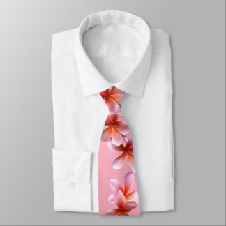 Pink Plumeria Frangipani Unisex Tie