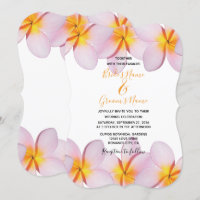 Pink Plumeria Frangipani Wedding Invitations