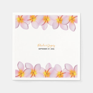 Pink Plumeria Frangipani Wedding  Napkin