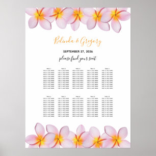 Pink Plumeria Frangipani Wedding Seating Chart