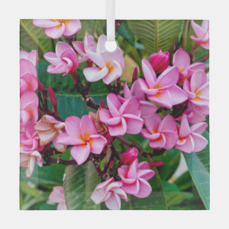 Pink Plumeria Glass Tree Decoration