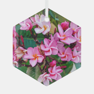 Pink Plumeria Glass Tree Decoration