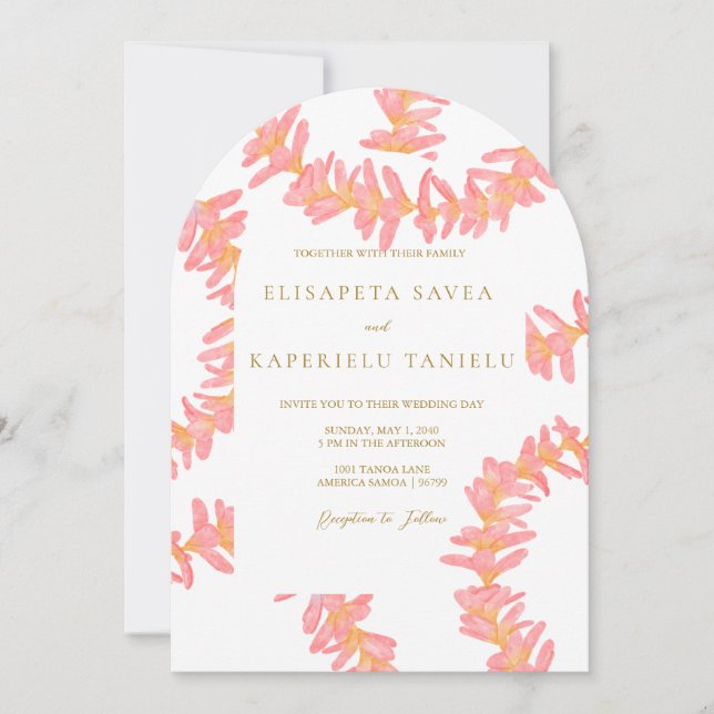 Pink Plumeria Invitation (Front)