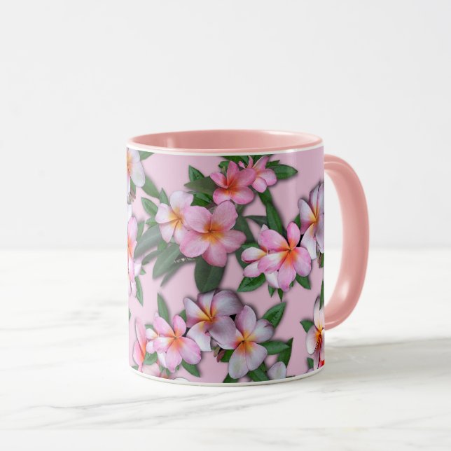 Pink Plumeria Mug (Front Right)
