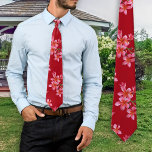 Pink Plumeria Red Tropical Floral Pattern Tie<br><div class="desc">Tropical floral tie with pink plumeria / frangipani flowers on a dark red background colour.  The flowers contain a combination of light pink,  red and orange colours and are spaced in an all-over pattern on the front and back of this novelty,  Hawaiian themed tie.</div>