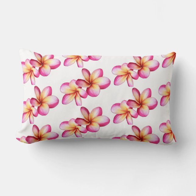 Pink Plumeria Throw Pillow (Front)