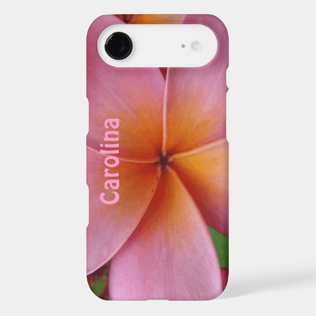 Pink Plumeria Tropical Flower Custom Name  Cover (Back)