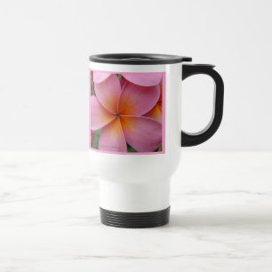 Pink Plumeria Tropical Flower StnlSteel Travel Mug