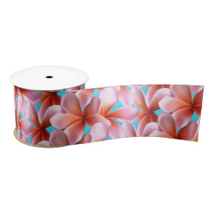 Pink Plumeria Tropical Flowers Craft Ribbon Satin Ribbon