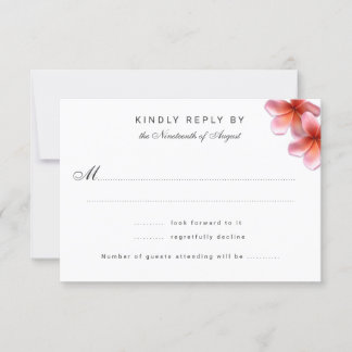 Pink Plumeria Wedding Reply Cards
