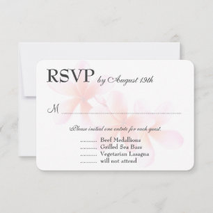Pink Plumeria White RSVP with Meal Selection Card