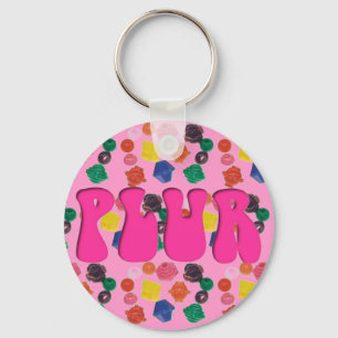 Pink PLUR Rave Kandi Key Ring