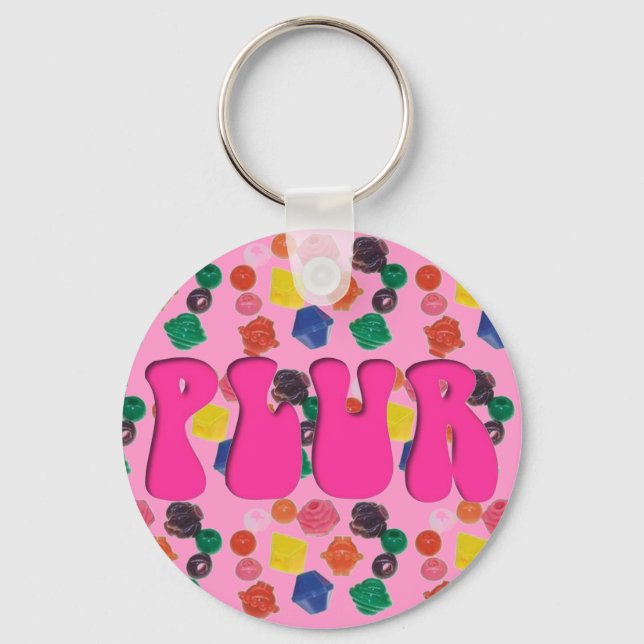 Pink PLUR Rave Kandi Key Ring (Front)