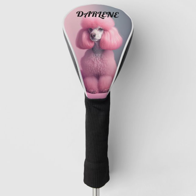 PINK PODDLE custom text (name) Golf Head Cover (Front)