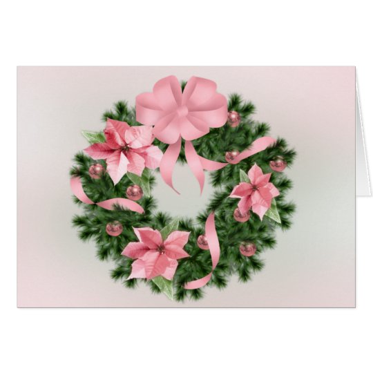 Pink Poinsetta Wreath Card