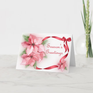 Pink Poinsettas Holiday Card