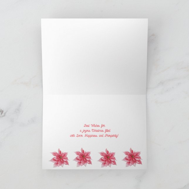 Pink Poinsettia Christmas Card (Inside)