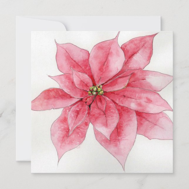 Pink Poinsettia Christmas Card (Front)