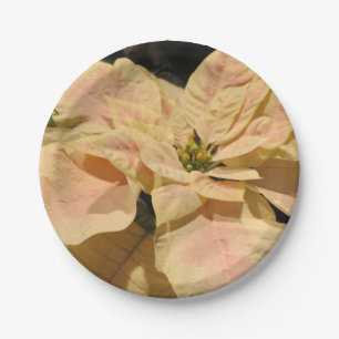 Pink Poinsettia Christmas Party Paper Plates
