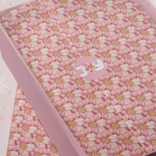 Pink Poinsettia Christmas Pattern Tissue Paper