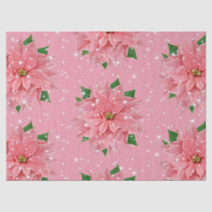 Pink Poinsettia Custom Holiday Christmas Present Tissue Paper
