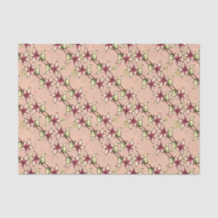 Pink Poinsettia Diagonal Stripe Christmas Tissue Paper
