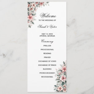 Pink Poinsettia double side program card 