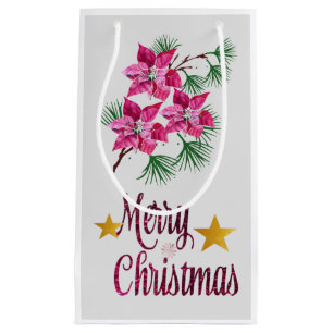 Pink Poinsettia gift bag