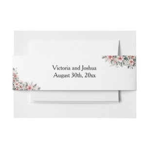 Pink Poinsettia  Invitation Belly Band