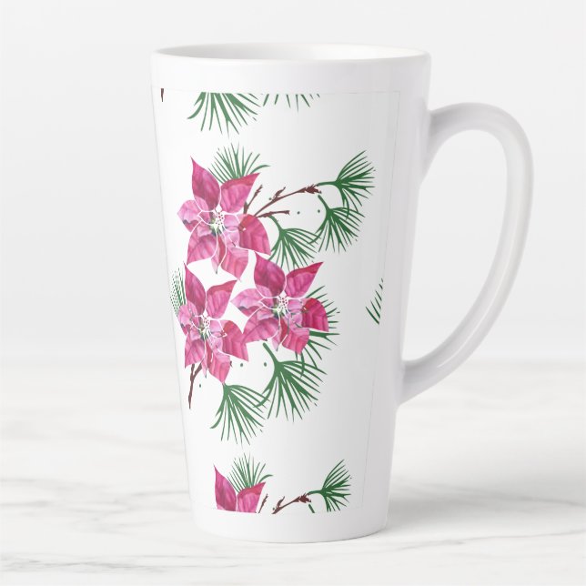 Pink Poinsettia  latte mug (Right)