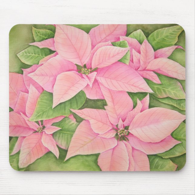 Pink Poinsettia Mousepad (Front)
