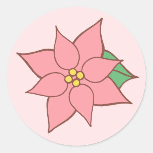Pink Poinsettia Stickers