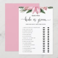 Pink Poinsettia Winter Bride or Groom Shower Game